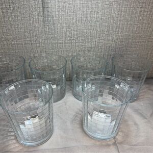 Set of Six Textured Glass Old Fashioned Tumblers